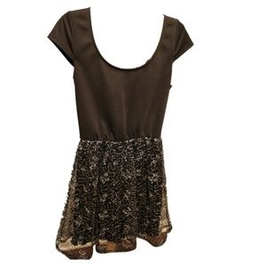 Black & Silver Short Sleeve Sequin Dress